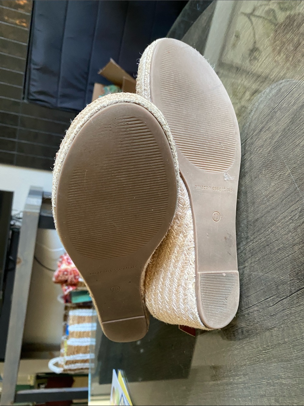 Amazon Essentials Tan Brown Espadrille Ankle Strap Sandals - Picture 3 of 3